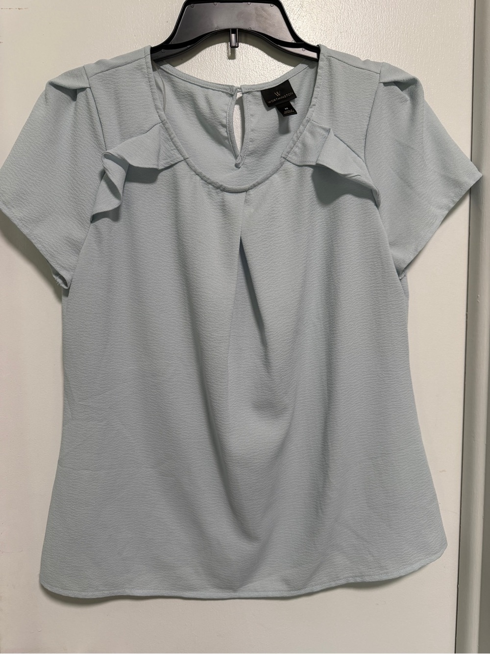 WorthinhtonLight Blue Women's Ruffle Short Sleeve Top